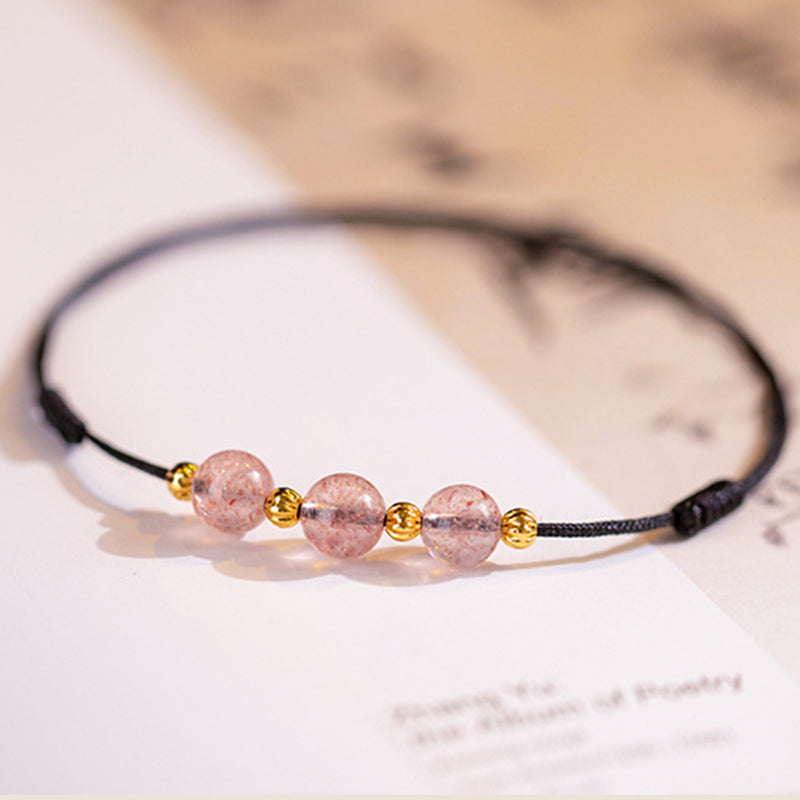 Wear FengShui Strawberry Crystal Beads Luck Red String Anklet