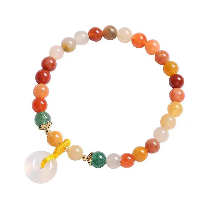 Wear FengShui 14K Gold Plated Colorful Golden Silk Jade Peace Buckle Wealth Bracelet