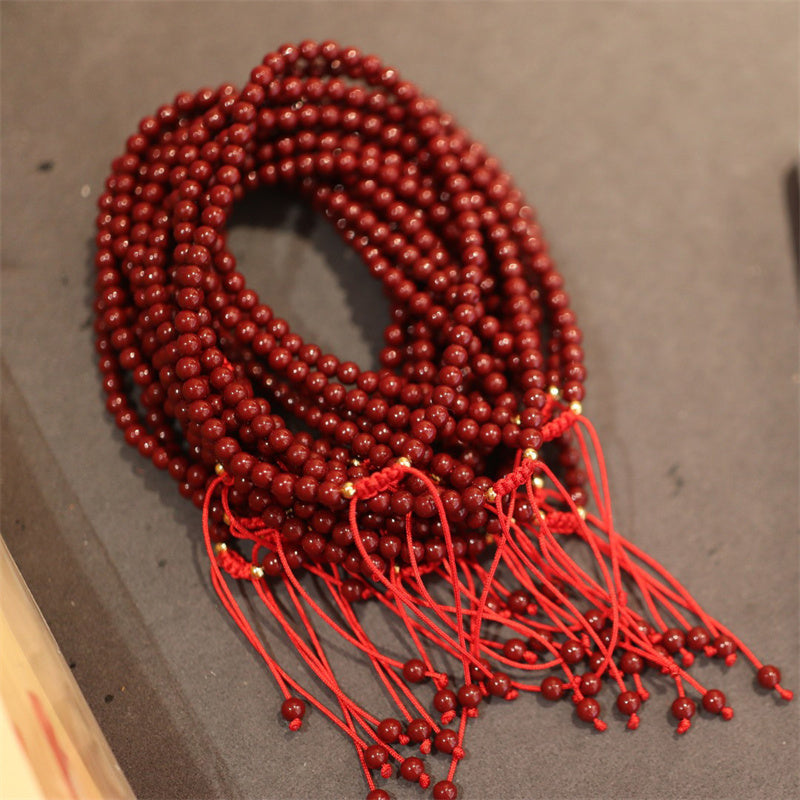 Wear FengShui Natural Cinnabar Blessing Red String Braided Bracelet Anklet