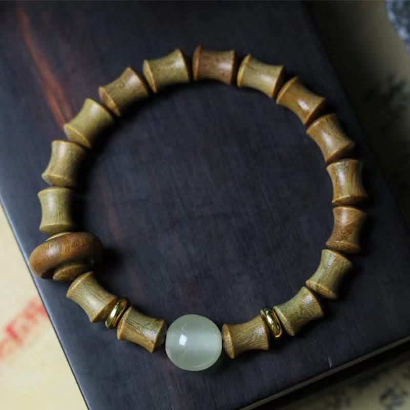 Wear FengShui Ebony Green Sandalwood Black Rosewood Bamboo Peace Bracelet