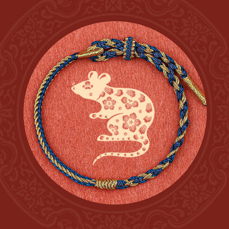 Wear FengShui Handmade Chinese Zodiac Rabbit Rooster Rat Horse Dragon Protection Braid String Bracelet