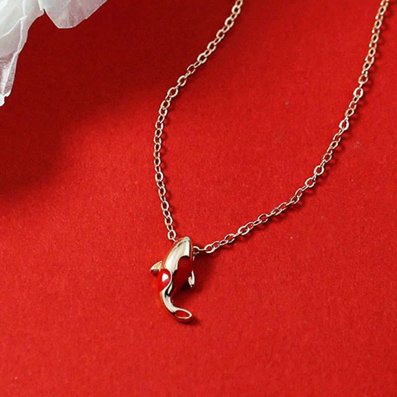 Wear FengShui Copper Koi Fish Wealth Necklace Pendant Red Rope Bracelet Earrings Set