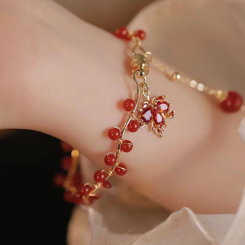 Wear FengShui Red Maple Leaf Luck Charm Bracelet