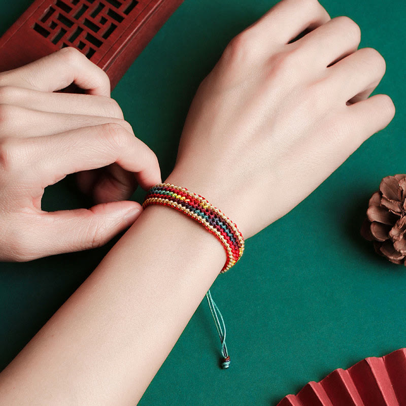 Wear FengShui Tibet Handmade Rainbow Multicolored Protection Braided String Bracelet