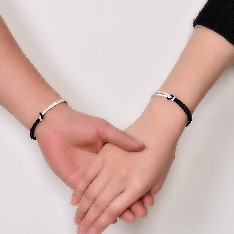 Wear FengShui Handmade Black White Rope Braided Healing Bracelet