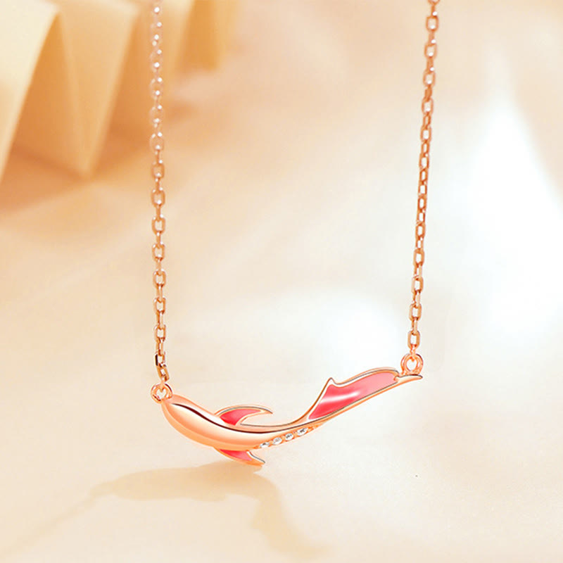Wear FengShui 925 Sterling Silver Koi Fish Luck Zircon Prosperity Necklace Pendant