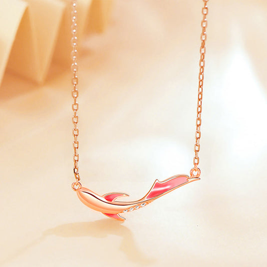 Wear FengShui 925 Sterling Silver Koi Fish Luck Zircon Prosperity Necklace Pendant