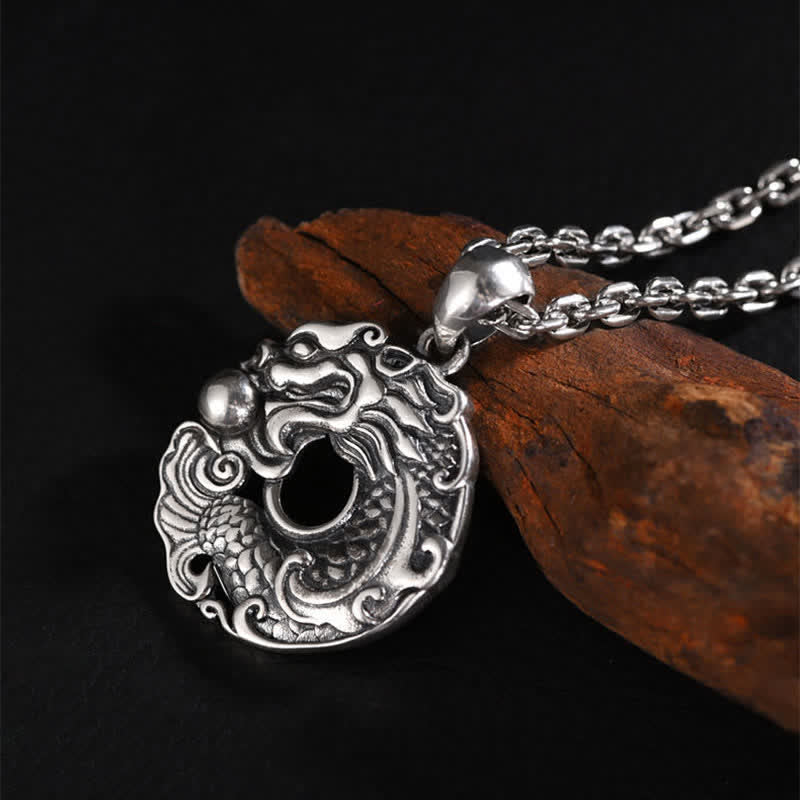 Wear FengShui Koi Fish Dragon Peace Buckle Wealth Necklace Pendant