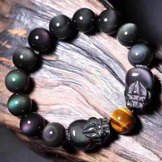 Wear FengShui FengShui PiXiu Rainbow Obsidian Healing Bracelet