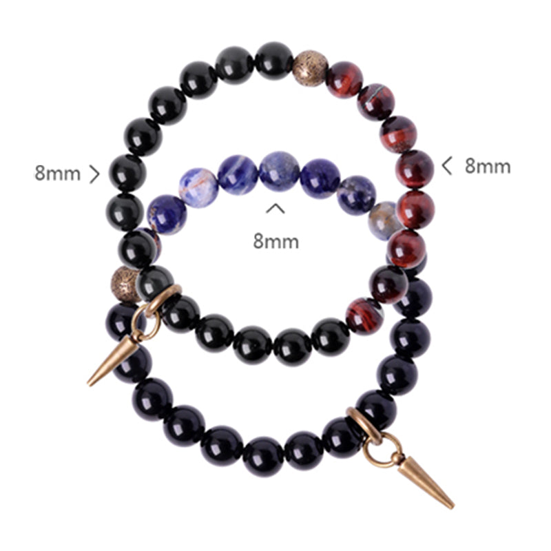 Wear FengShui Black Obsidian Sodalite Crystal Copper Strength Couple Bracelet