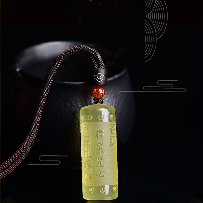 Wear FengShui Heart Sutra Citrine Happiness Strength Necklace Pendant