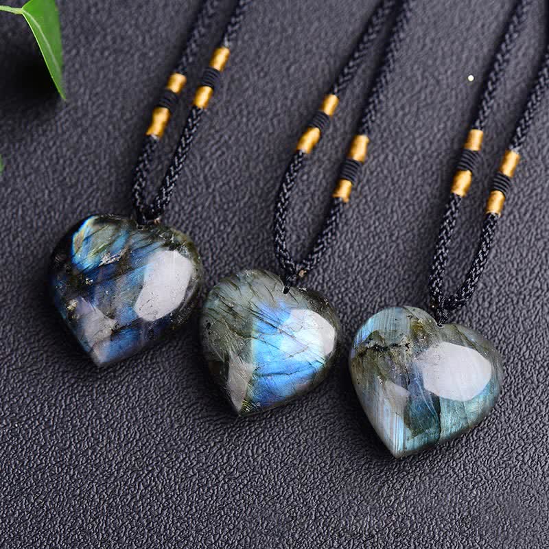 Wear FengShui Labradorite Love Heart Support Necklace Pendant