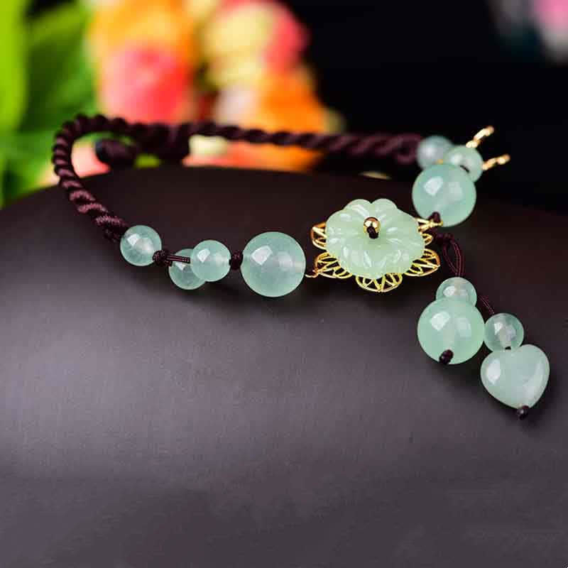 Wear FengShui Flower Jade Butterfly Luck Abundance Charm Anklet
