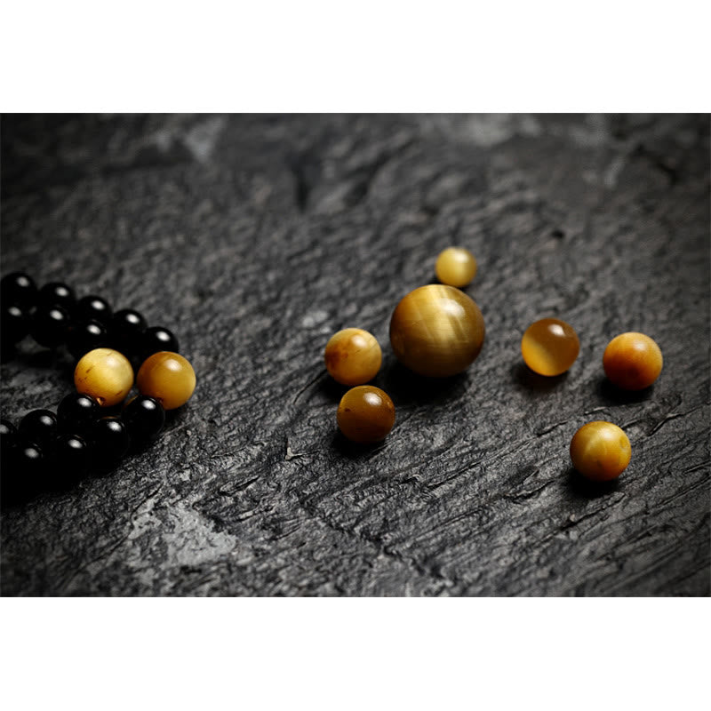 Wear FengShui Tibetan 108 Mala Beads Black Onyx Tiger Eye Beads Nine Palaces Bagua Protection Bracelet