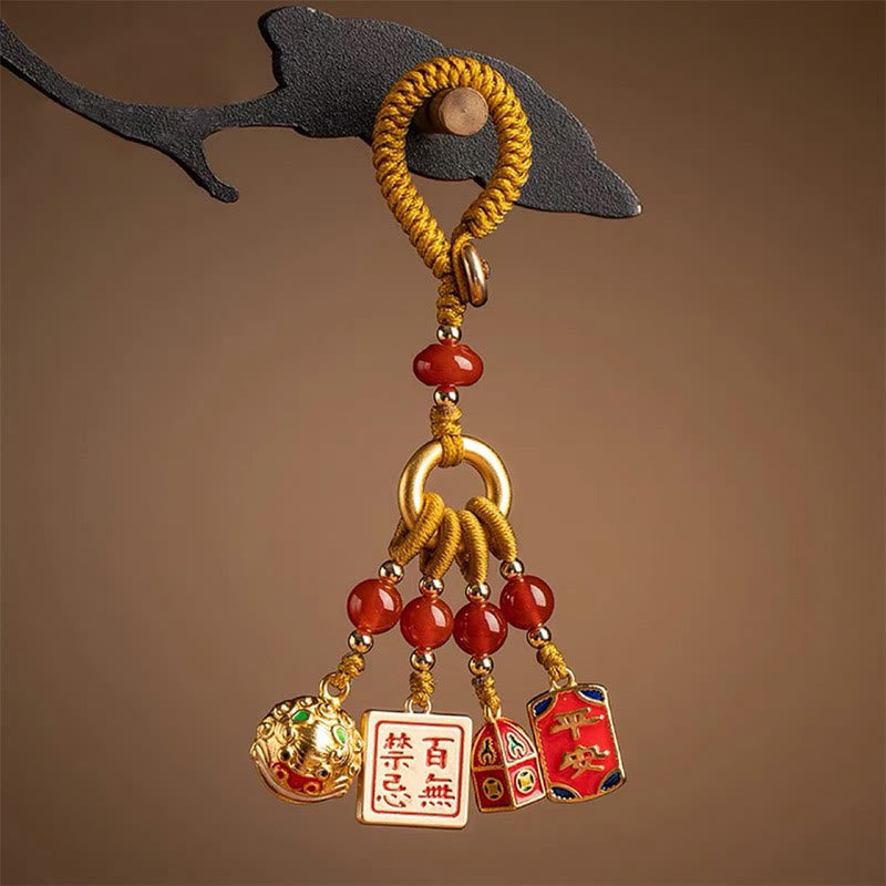 Wear FengShui Nothing to Be Superstitious Dancing Lion Copper Wealth Key Chain