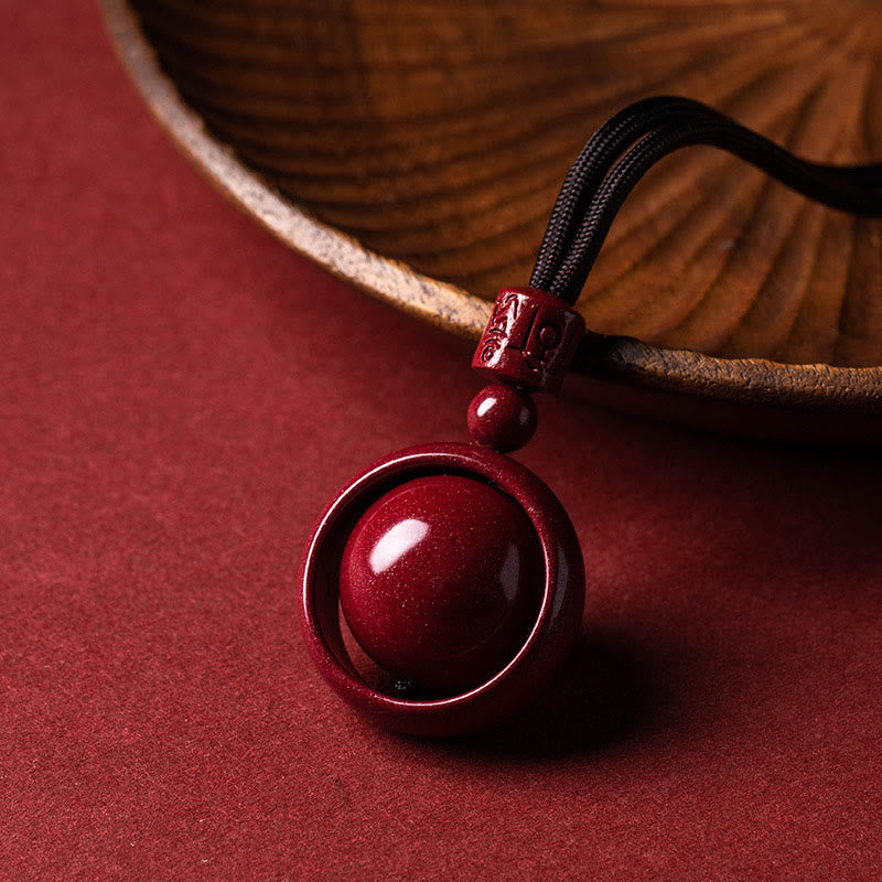 Wear FengShui Cinnabar Om Mani Padme Hum PiXiu Blessing Lucky Bead Necklace Pendant
