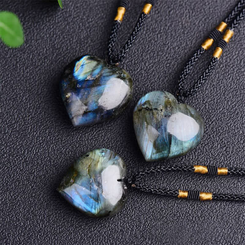 Wear FengShui Labradorite Love Heart Support Necklace Pendant