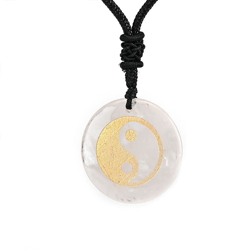 Wear FengShui Various Crystal Amethyst Tiger Eye Green Aventurine Yin Yang Spiritual Necklace Pendant