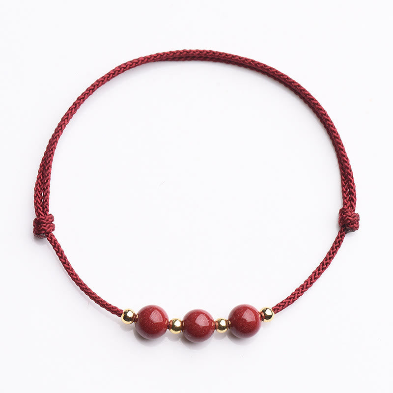 Wear FengShui Natural Lucky Cinnabar Bead Blessing String Bracelet Anklet