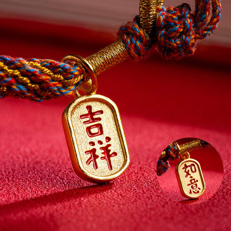 Wear FengShui Handmade Multicolored Tibetan Om Mani Padme Hum Ruyi Auspicious Charm Braided Bracelet
