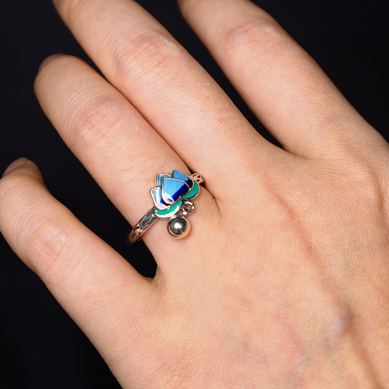 Wear FengShui Lotus Flower Pattern Enlightenment Ring