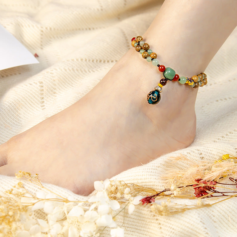 Wear FengShui Wenge Wood Green Aventurine Balance Protection Anklet