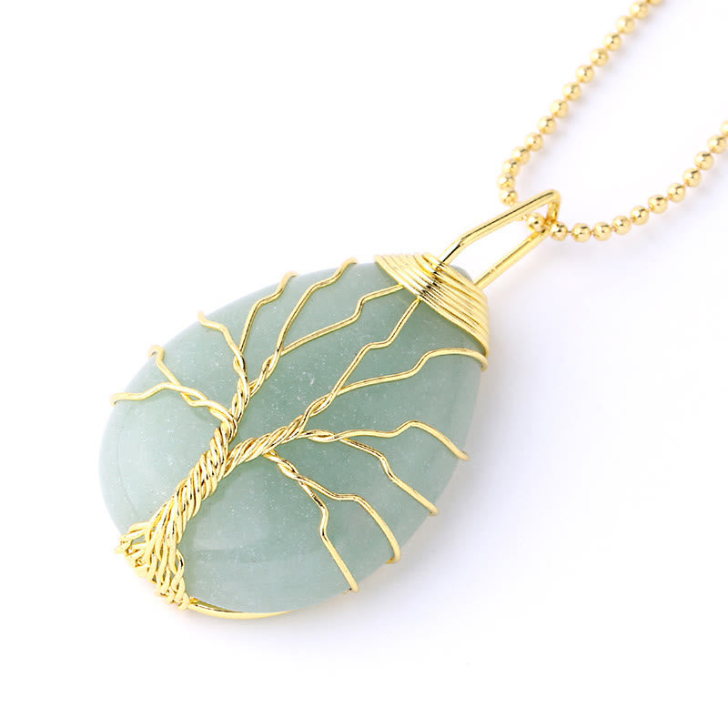 Wear FengShui Natural Quartz Crystal Tree Of Life Healing Energy Necklace Pendant