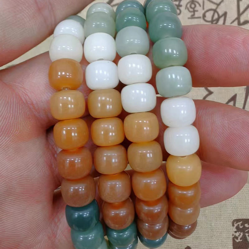 Wear FengShui 108 Mala Beads Gradient Bodhi Seed Green Tara Buddha Engraved Peace Harmony Bracelet