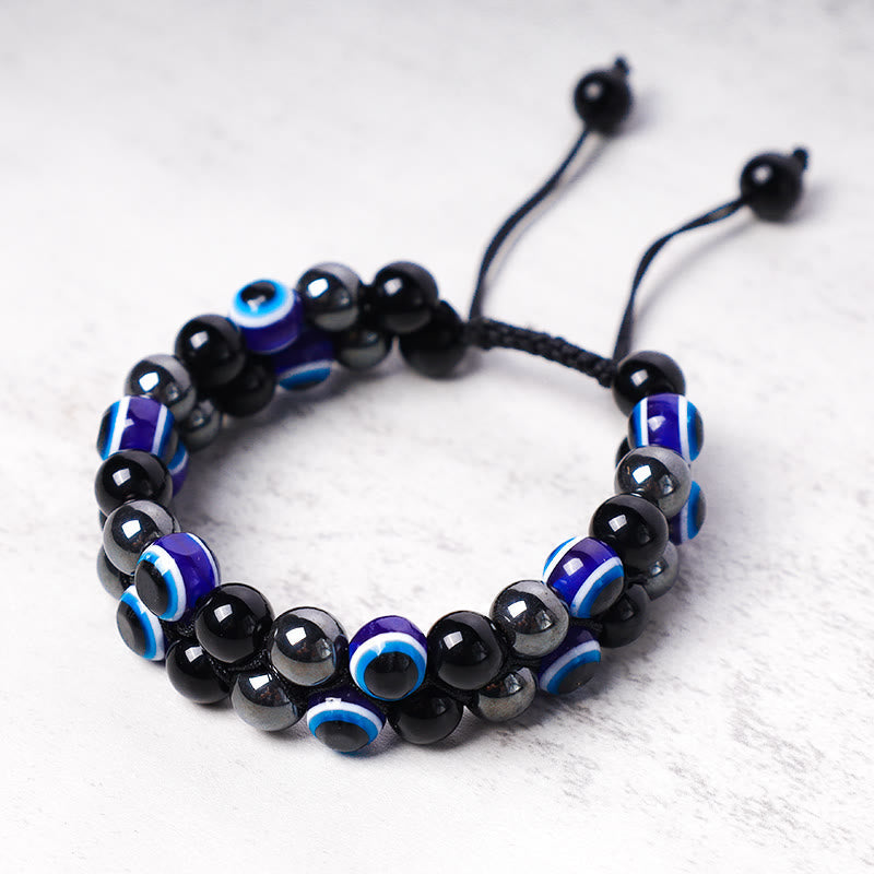 Wear FengShui Evil Eye Hematite Tiger Eye Protection Beaded Bracelet