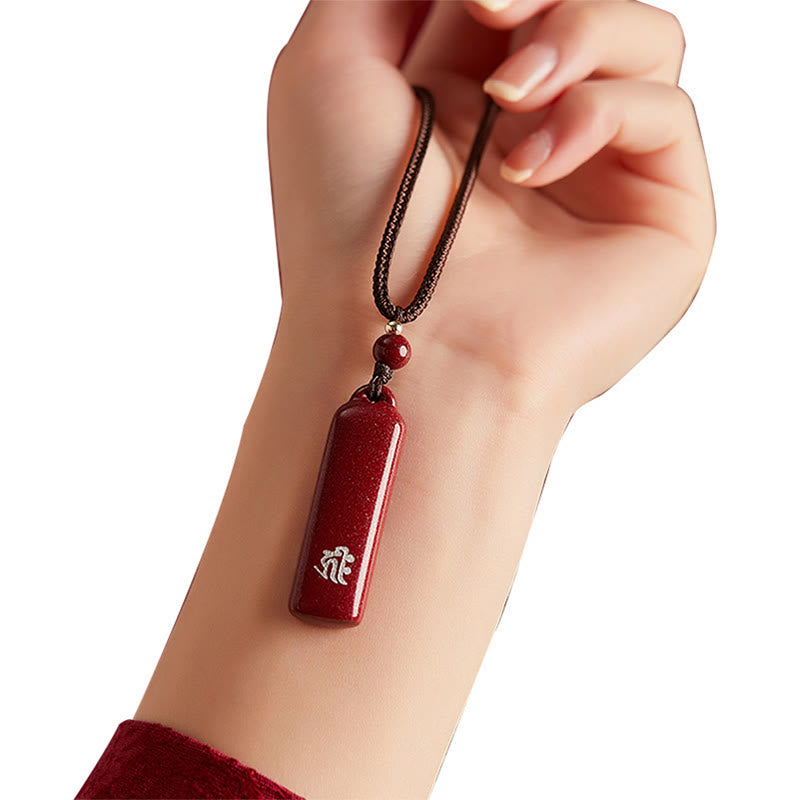 Wear FengShui Chinese Zodiac Natal Buddha Cinnabar Amulet Protection String Necklace Pendant
