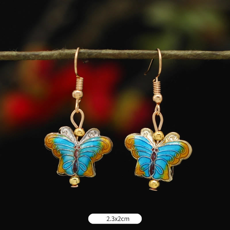 Wear FengShui Lotus Butterfly Flower Alloy Copper Enlightenment Drop Earrings