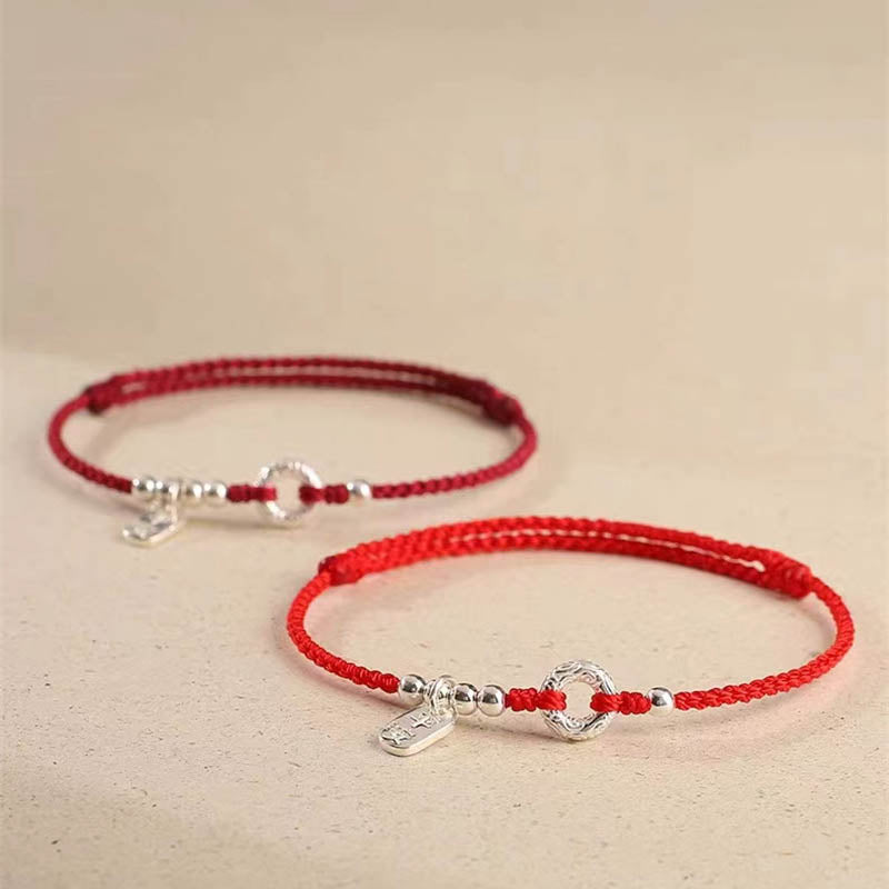 Wear FengShui 925 Sterling Silver Auspicious Clouds Peace Buckle Safe And Sound Bracelet Anklet