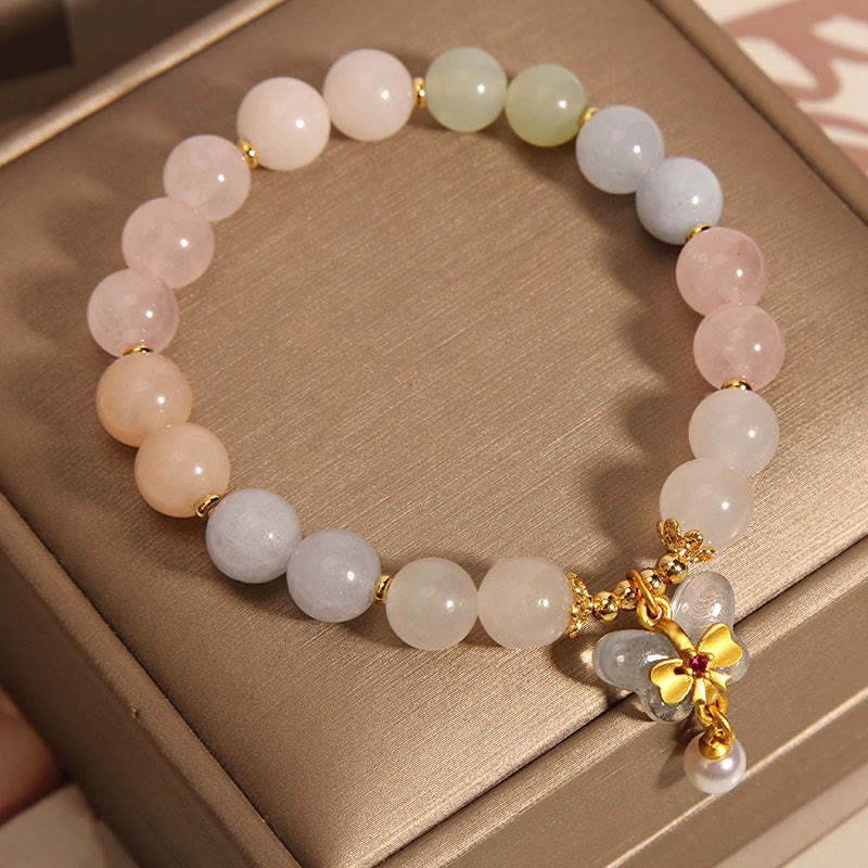 Wear FengShui Natural Morganite Confidence Butterfly Charm Bracelet