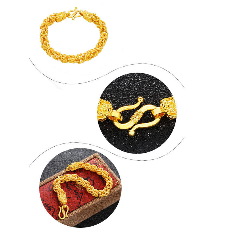Wear FengShui 24k Gold Plated Double Headed Dragon Protection Bracelet