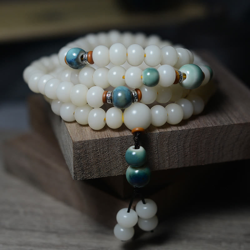 Wear FengShui 108 Mala Beads Bodhi Seed Keep Away Evil Spirits Calm Bracelet