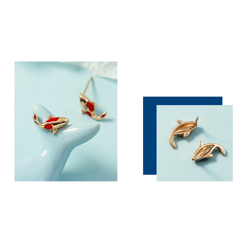 Wear FengShui Copper Koi Fish Wealth Necklace Pendant Red Rope Bracelet Earrings Set