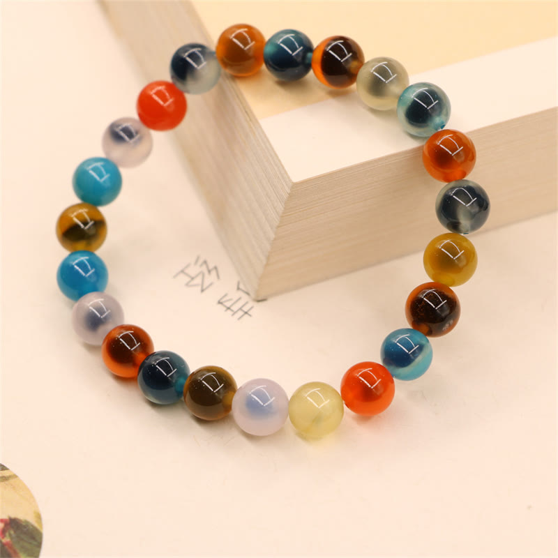 Wear FengShui Colorful Candy Agate Healing Strength Bead Bracelet