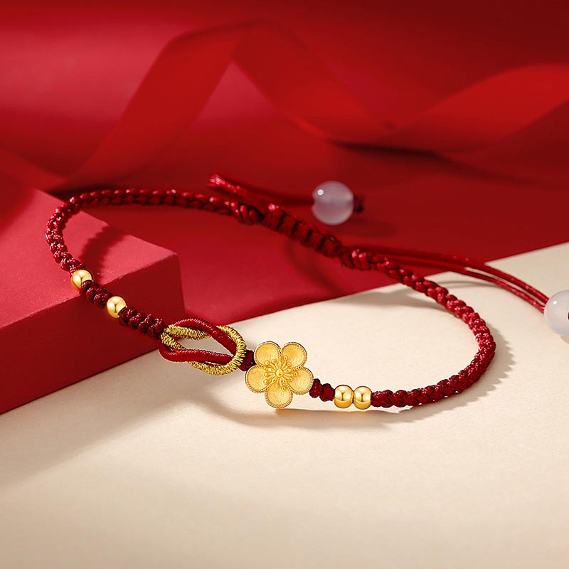 Wear FengShui Handmade 925 Sterling Silver Cherry Blossoms Sakura Chalcedony Luck Bracelet