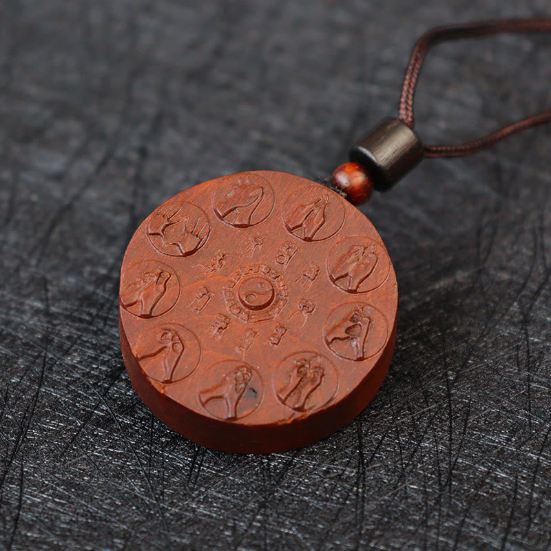 Wear FengShui Lightning Struck Jujube Wood Yin Yang Bagua Mountain Ghosts Spend Money Protection Necklace Pendant