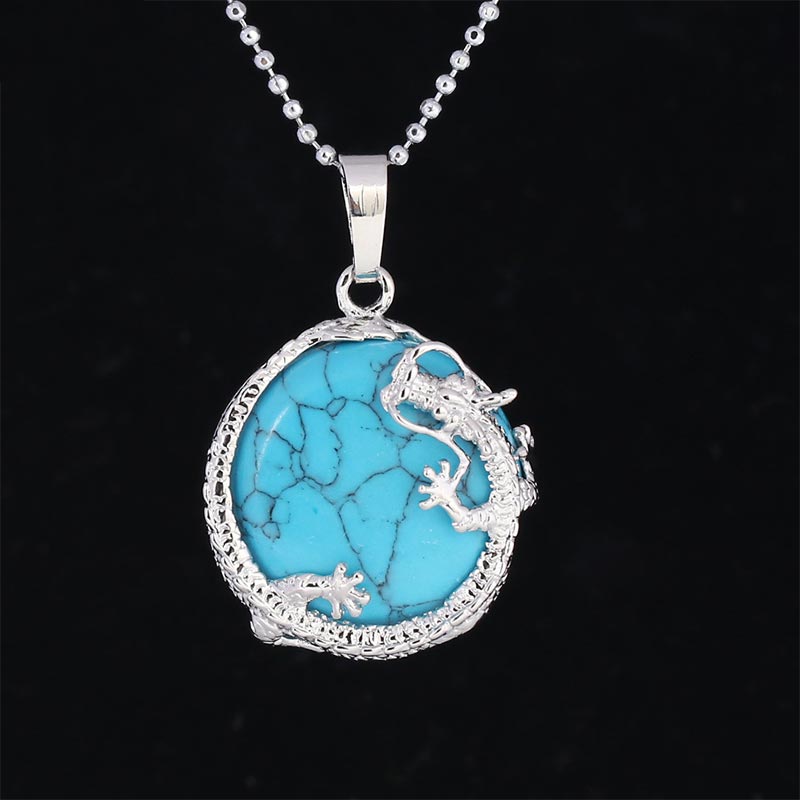 Wear FengShui Chinese Dragon Natural Quartz Crystal Healing Energy Necklace Pendant