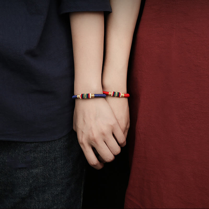 Wear FengShui Tibetan Handmade Colorful King Kong Knot Five Elements Luck Braid String Bracelet