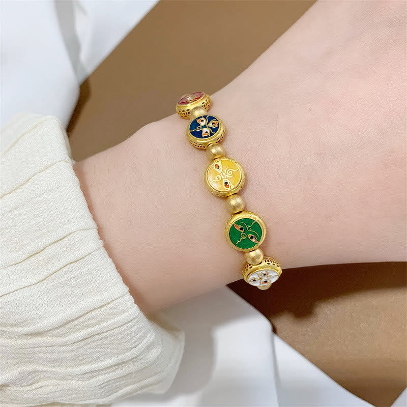Wear FengShui Tibetan Five God Of Wealth Copper Beads Luck Bracelet