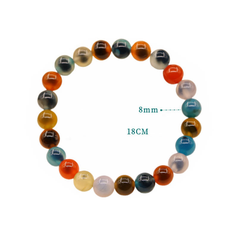 Wear FengShui Colorful Candy Agate Healing Strength Bead Bracelet