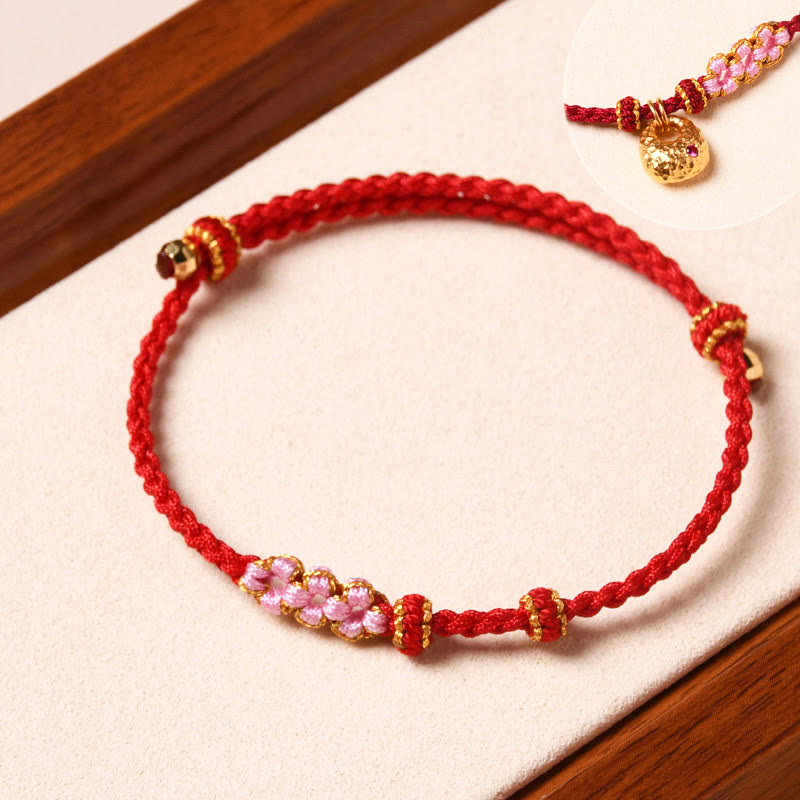 Wear FengShui Handmade Peach Blossom Protection Braided Rope Bracelet