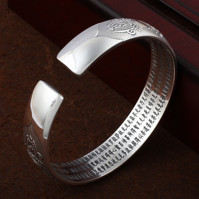 Wear FengShui Tibetan Sanskrit White Copper Meditation Prayer Bracelet Bangle
