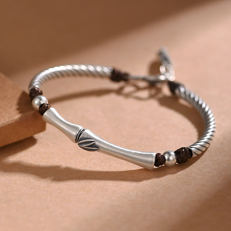 Wear FengShui 999 Sterling Silver Bamboo Pattern Cicada Luck Wealth Bracelet