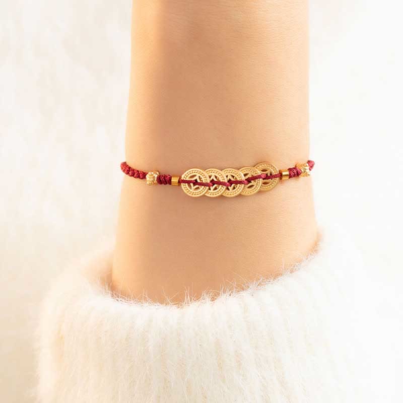 Wear FengShui Copper Coin Fortune Tree Luck Strength Braided Bracelet