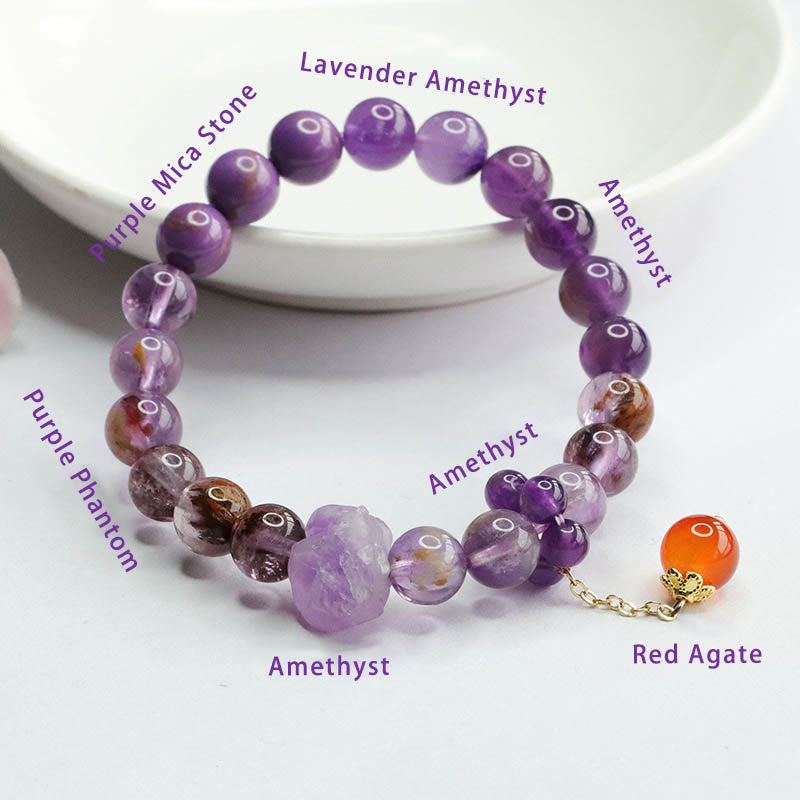 Wear FengShui Natural Amethyst Purple Phantom Gemstone Spiritual Awareness Bracelet