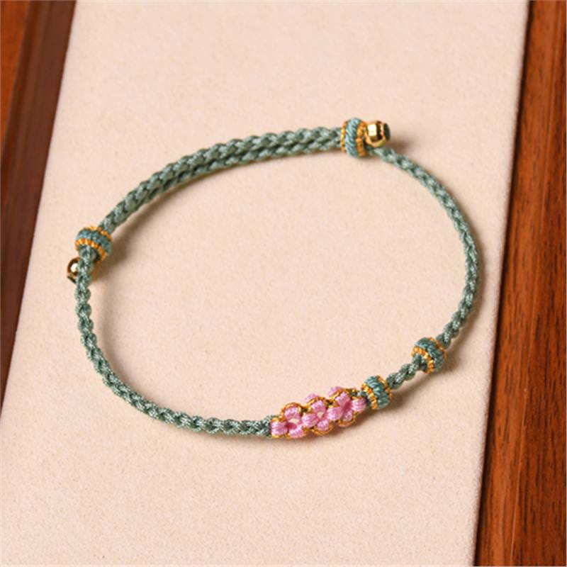 Wear FengShui Handmade Peach Blossom Protection Braided Rope Bracelet