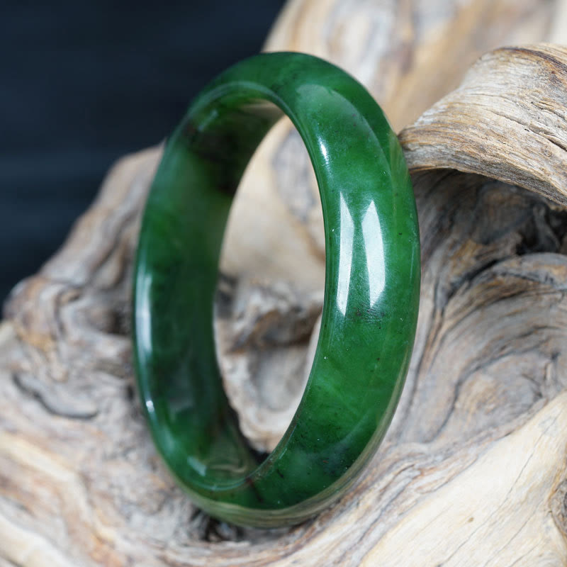 Wear FengShui Natural Hetian Cyan Jade Happiness Success Bracelet Bangle